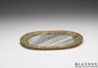 图片[3]-Jade plate with gilt gold floral patterns, Mughal Empire-China Archive